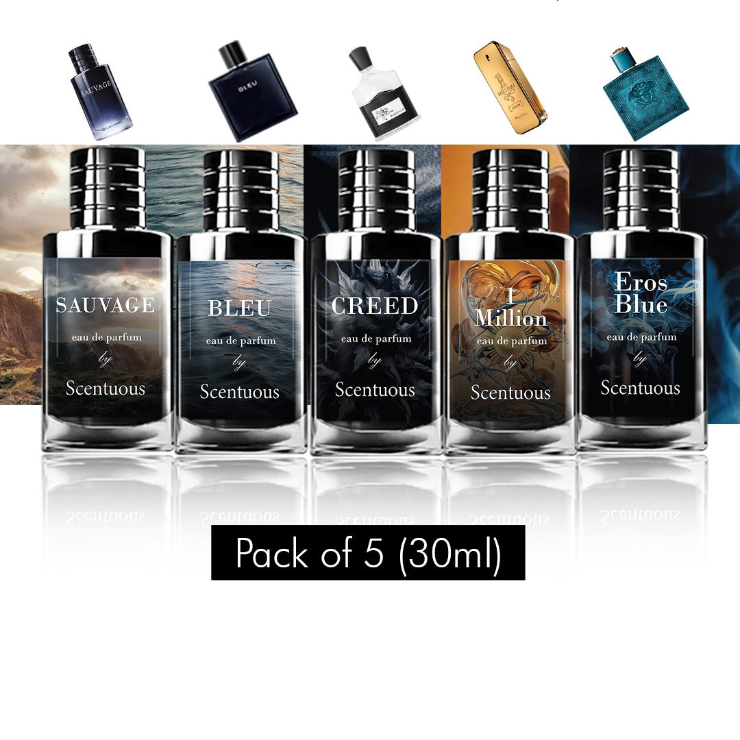 Pack of 5 - Sauvage , Bleu , Creed , 1 Million , Eros (30 ML)